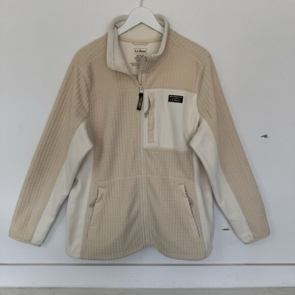 L.L. Bean Jacket Mountain Classic Windproof Fleece Full Zip Outdoors Bone Sz 1X - Picture 2 of 12